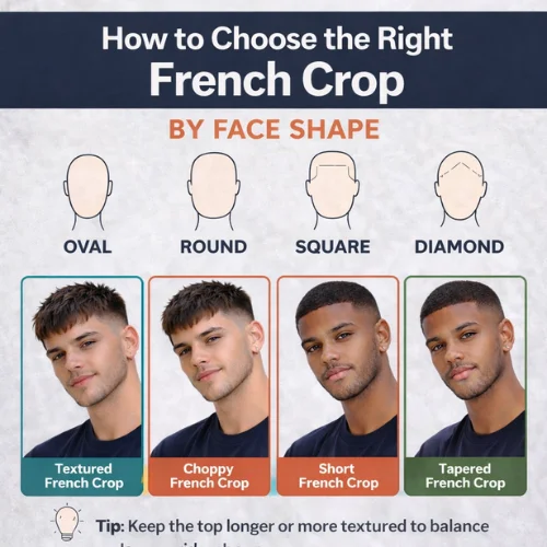 French crop hairstyle by face shape for men