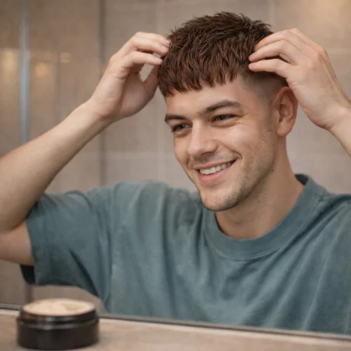 Daily styling routine for maintaining a textured French crop haircut.