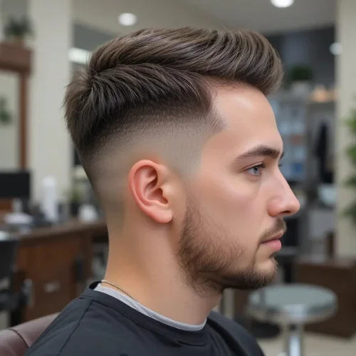 French crop taper haircut for men with textured top, smooth taper fade sides and clean professional look