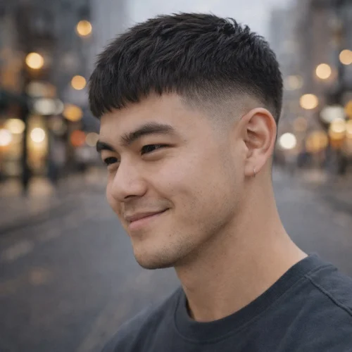 Textured French crop haircut for Asian men