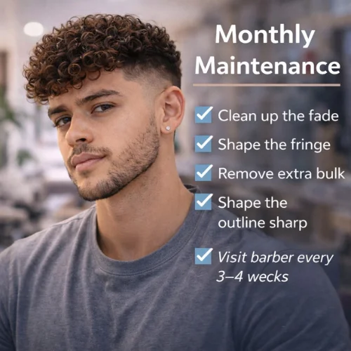 Curly French crop monthly maintenance and product recommendations for men with defined curls and clean fade