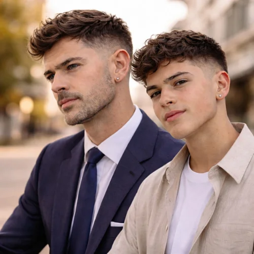 Wavy French crop haircut for men with natural waves and clean fade modern low maintenance stylish hairstyle
