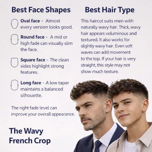 Best face shapes and hair types for wavy French crop haircut guide with fade options and textured styles for men