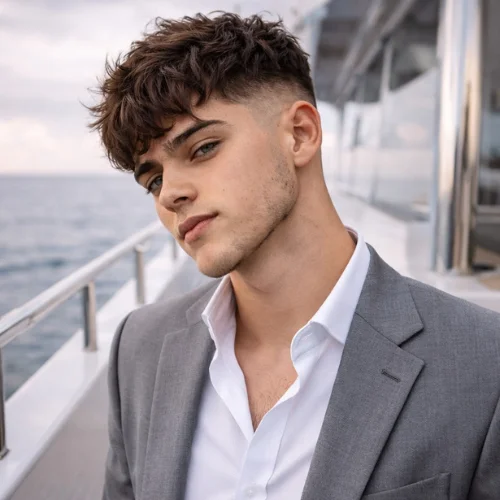 Messy French crop taper haircut with relaxed textured top and clean tapered sides, modern men’s hairstyle