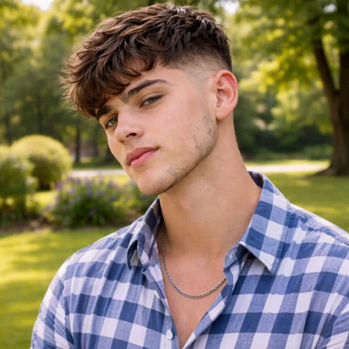 Long French crop taper haircut with extended textured top and clean tapered sides, modern men’s hairstyle