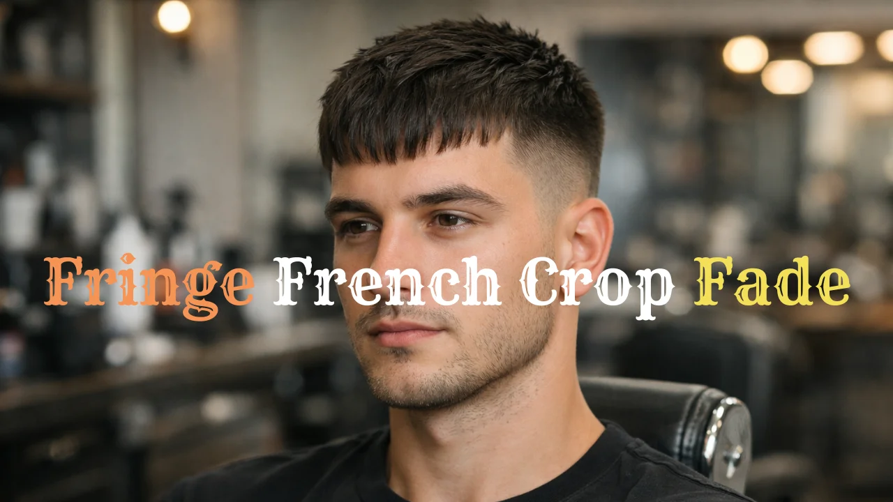 Fringe French Crop Fade haircut for men with textured fringe and mid fade