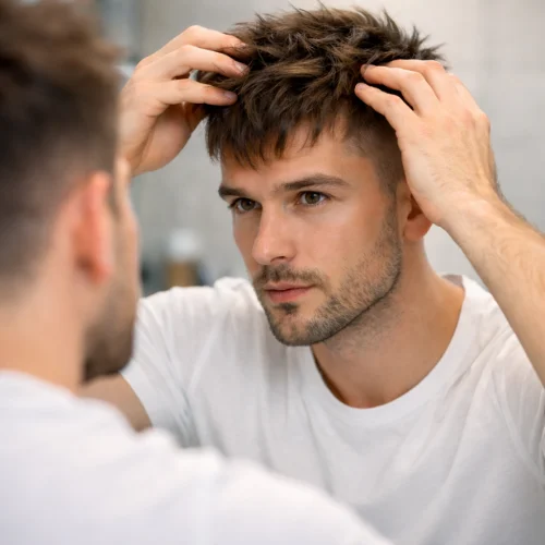 How to style a French crop haircut with textured top and faded sides, modern men’s hair styling guide.