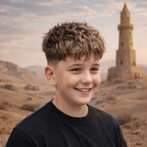 Modern  French crop haircut with textured top and low fade, stylish boys short hairstyle