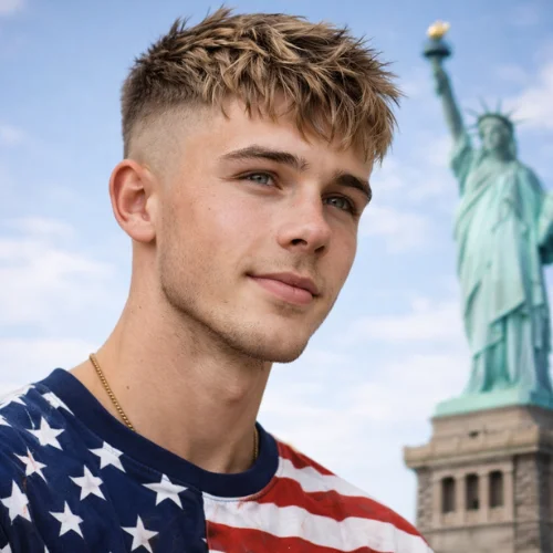 Textured fringe French crop mid fade hairstyle with messy layered top and clean fade sides, modern men’s haircut.