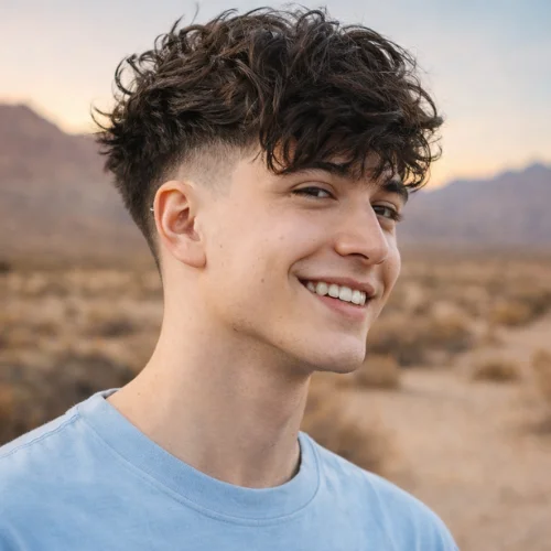 modern fade hairstyle with longer textured top