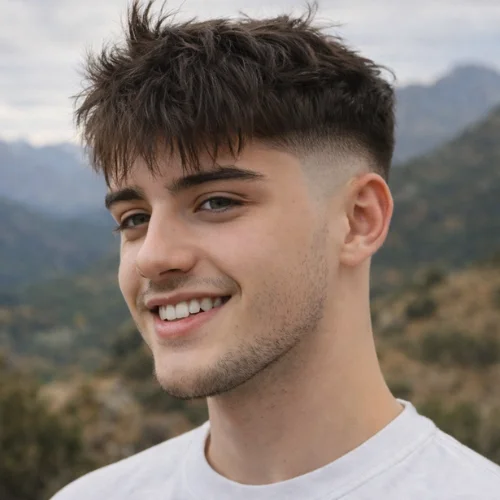 modern French crop featuring a balanced mid fade