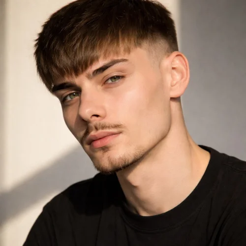modern men’s haircut with longer top and soft sides