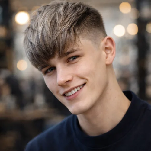 men’s long French crop with straight textured top