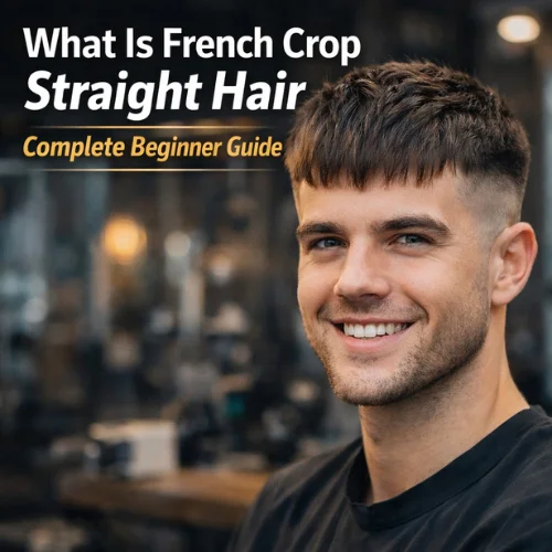 smiling american boy french crop straight hair haircut textured fringe modern mens hairstyle with fade