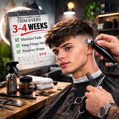 french crop haircut trim schedule men barbershop fade maintenance hairstyle