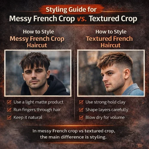 messy french crop vs textured crop styling guide showing how to style messy and textured french crop haircut with products and techniques