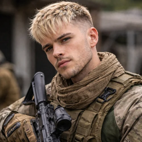 short french crop blonde haircut with clean fade and sharp finish for men polished professional hairstyle usa