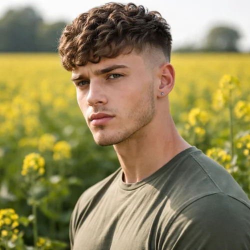 wavy french crop with skin fade haircut for men sharp modern wavy hairstyle with clean sides
