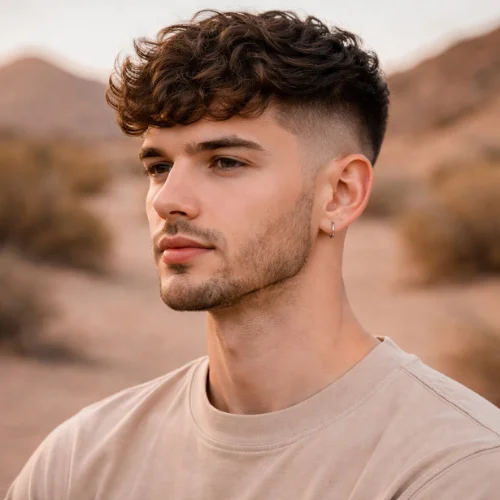 wavy french crop haircut for men natural loose waves relaxed modern hairstyle
