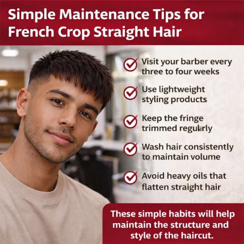 french crop straight hair maintenance tips mens haircut clean fringe grooming routine modern hairstyle care guide