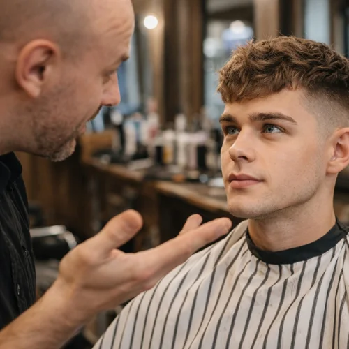 how to ask barber french crop haircut round face men styling guide