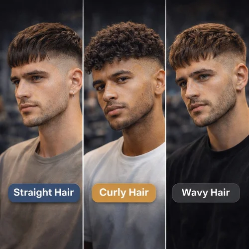 french crop textured fringe haircut examples for straight curly and wavy hair