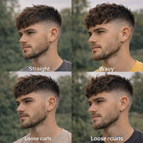 Textured French crop low fade haircut for straight wavy and curly hair types