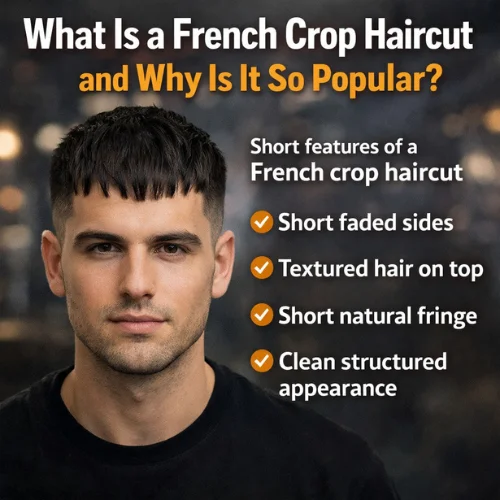 what is a french crop haircut for men showing textured top short fringe and faded sides modern hairstyle