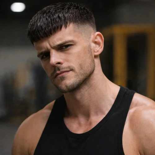 French crop haircut styling mistakes muscular man short textured hair clean fade hairstyle maintenance tips