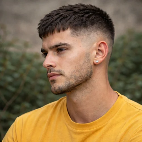 short french crop skin fade haircut with neat textured top and clean faded sides modern mens hairstyle