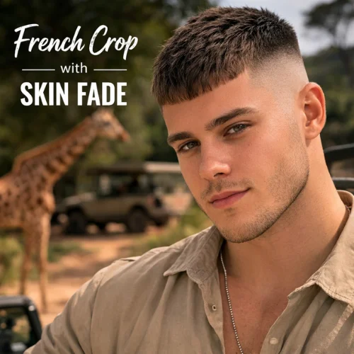 french crop haircut with skin fade round face men bold modern style