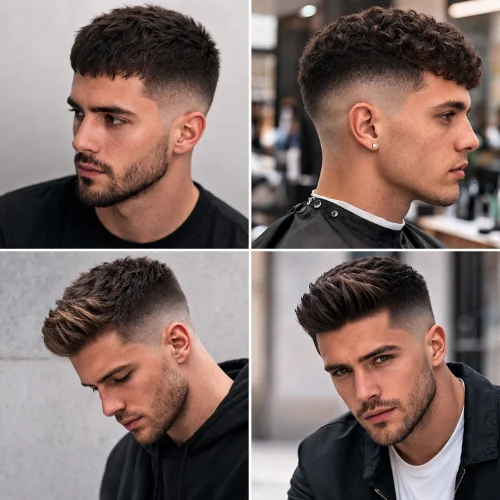 Fade haircut styles for men showing clean modern hairstyle with low mid and high fade variations
