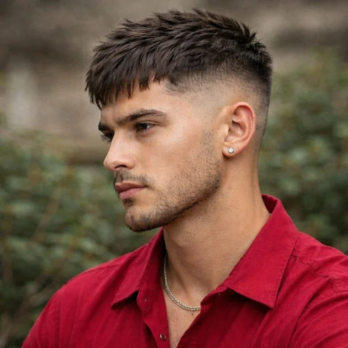 long french crop skin fade haircut with textured top and clean faded sides modern mens hairstyle