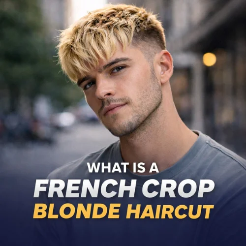 french crop blonde haircut with short textured top and fringe clean fade stylish mens hairstyle usa
