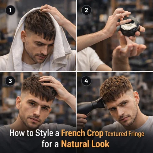 how to style french crop textured fringe haircut with matte cream for natural texture