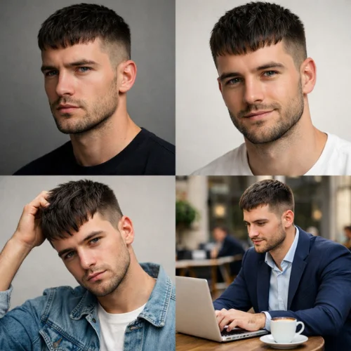 French crop haircut styles for men showing modern short hairstyle variations for clean and stylish look
