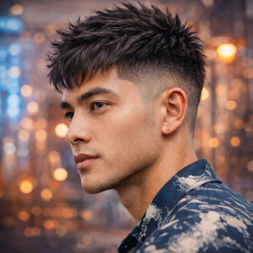 textured messy french crop low fade haircut for men with layered top and clean faded sides