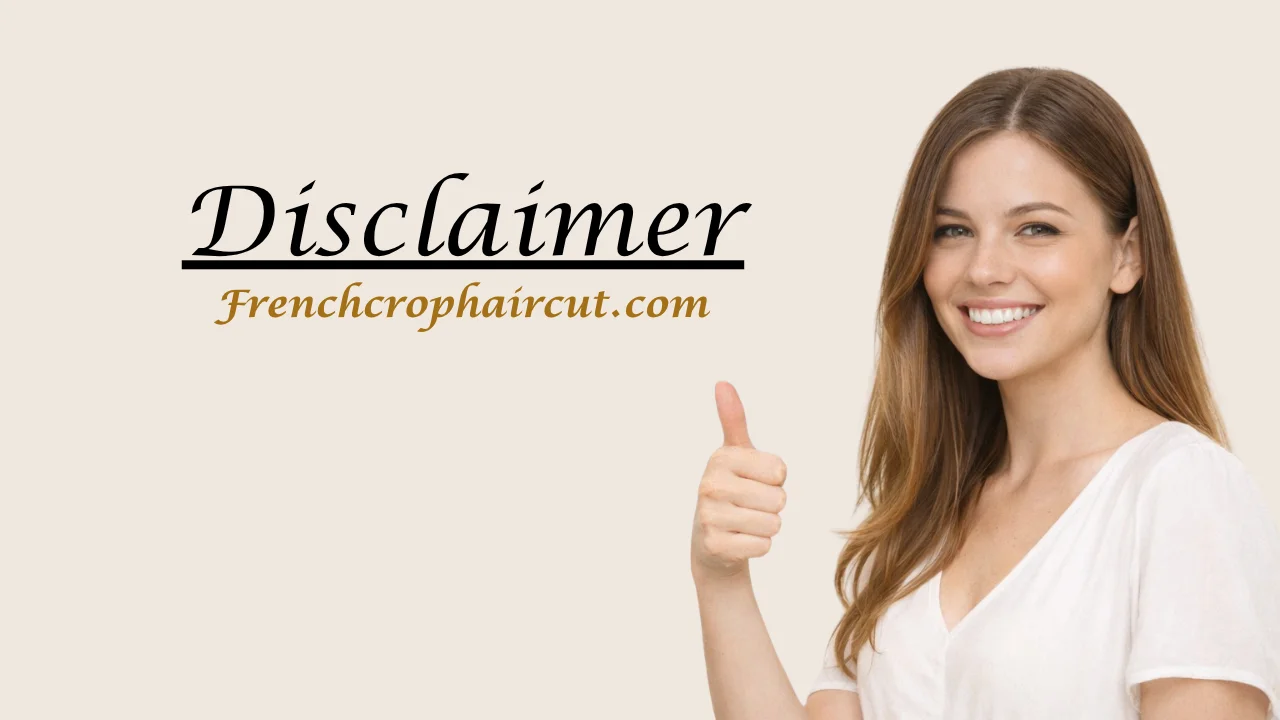 disclaimer page banner with smiling woman thumbs up and elegant floral background