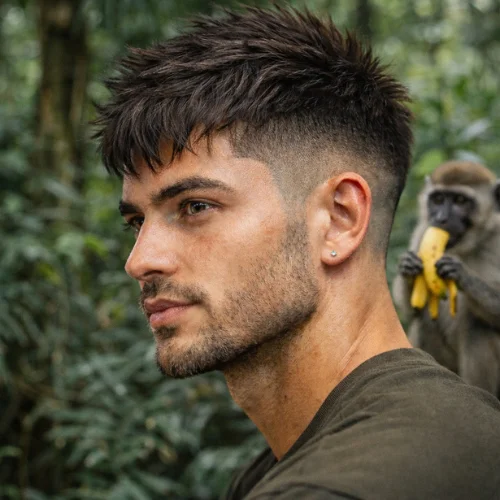 messy french crop low taper fade haircut for men with textured top and soft tapered sides