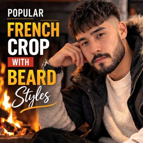 popular French crop with beard styles for men textured crop haircut with beard winter hairstyle look