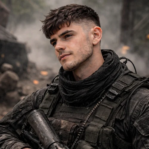 American commando with long French crop low taper fade haircut
