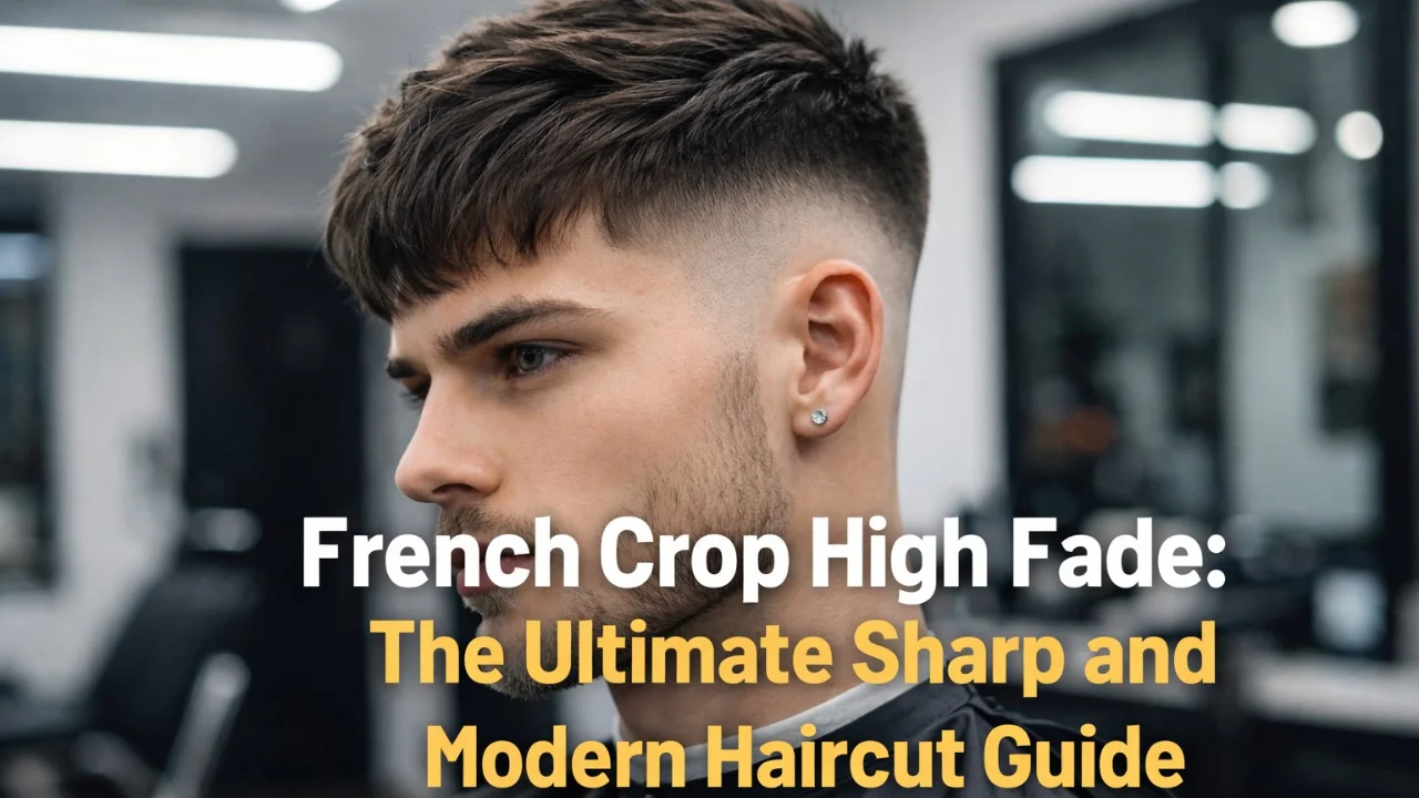 French Crop High Fade men’s hairstyle featuring sharp high fade and structured crop top in professional barbershop