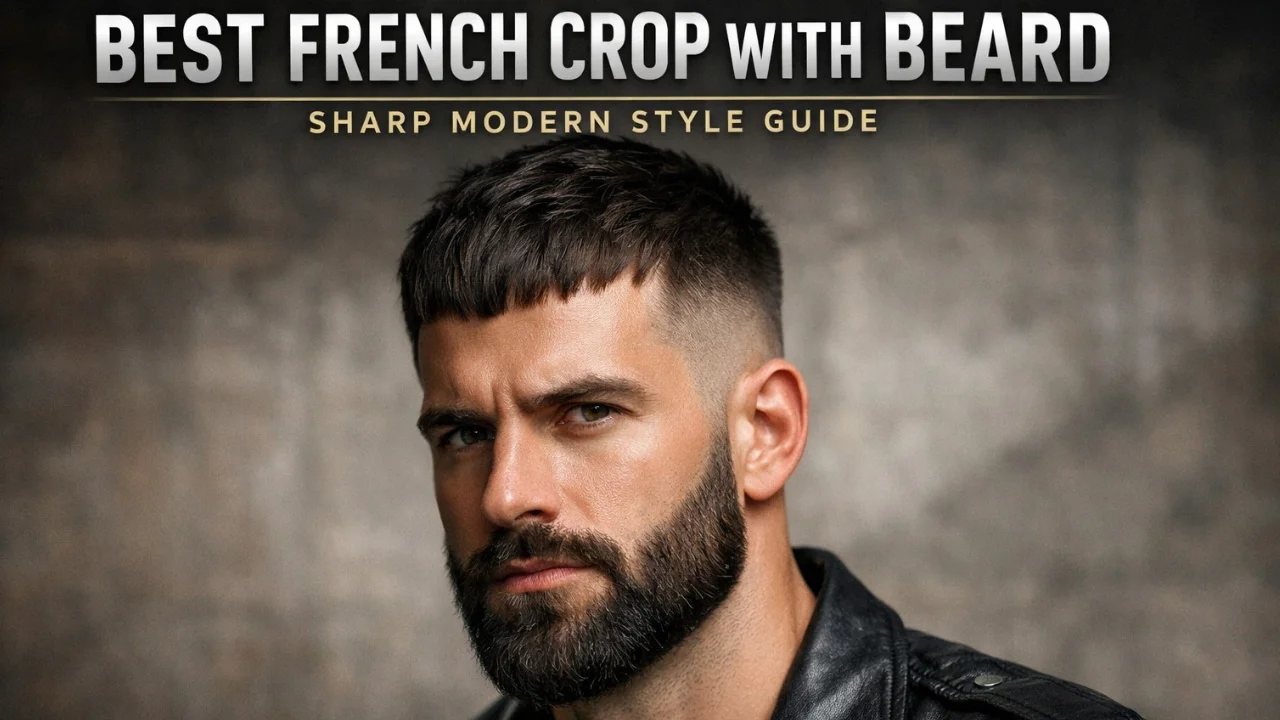 Best French crop with beard haircut for men modern stylish textured crop hairstyle with full beard