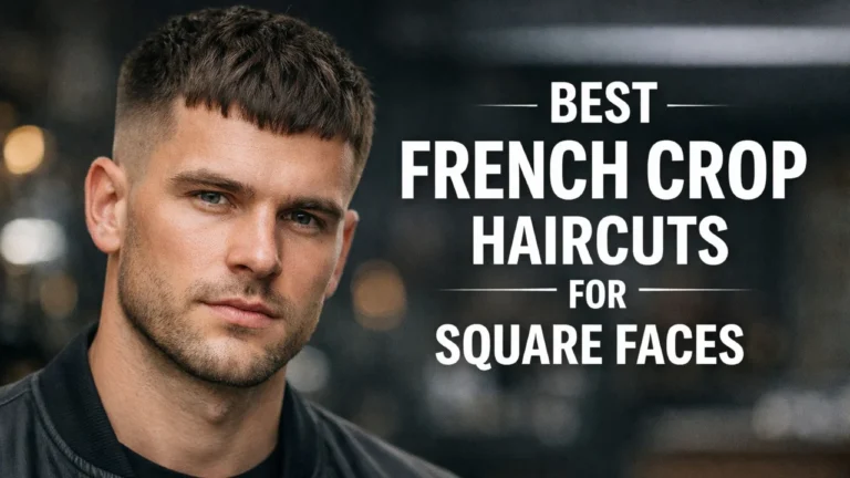 French crop haircut for square face men with sharp jawline modern faded sides textured top elegant look