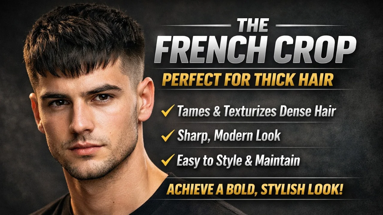 French crop haircut for thick hair modern textured fringe stylish men hairstyle