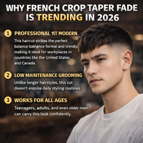 French Crop Taper Fade hairstyle clean shave Chinese boy white shirt modern men haircut