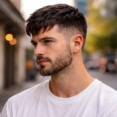 modern french crop haircut fade with textured top and clean sides for men stylish hairstyle usa