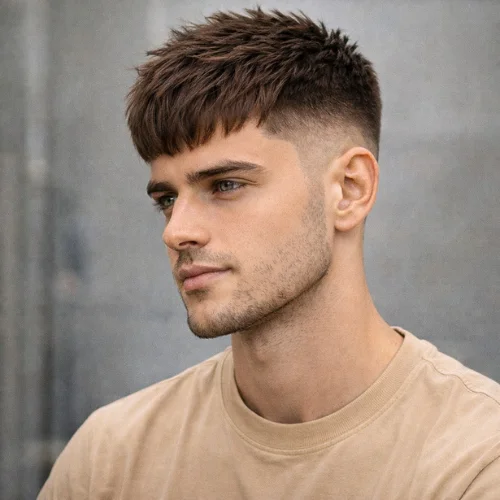 french crop mid taper haircut styled with textured top clean taper sides modern men hairstyle result
