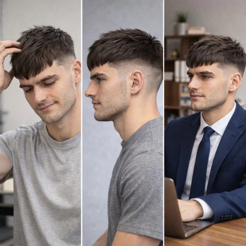 french crop mid taper haircut in everyday setting showing clean and low maintenance men’s hairstyle