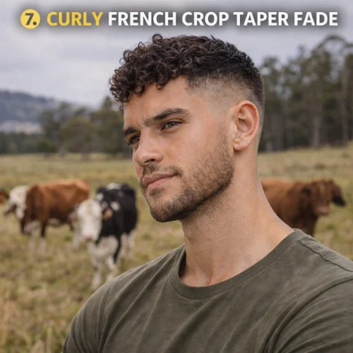 French Crop Taper Fade curly hairstyle boy corn field Australia